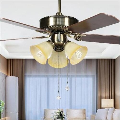 LED ceiling fans lamp brown color wood 3 light ceiling fans light 110-220V 42 Inch/108cm Pull switch
