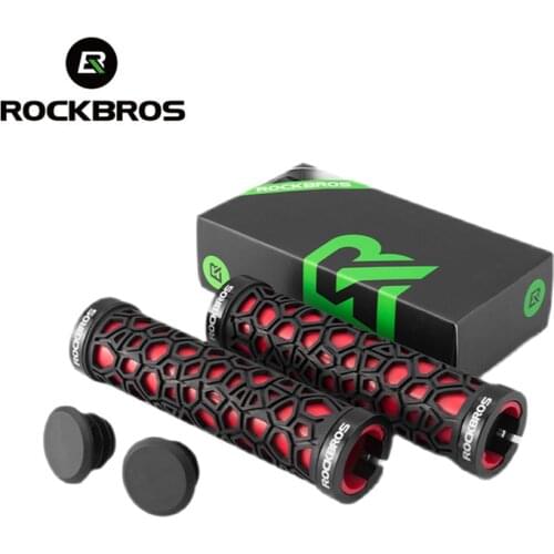 ROCKBROS Bike Grips Bicycle Handlebar Rubber Lock-on Ultraight MTB Grips Anti-skid Shock-absorbing Cycling Handlebar Bike Parts