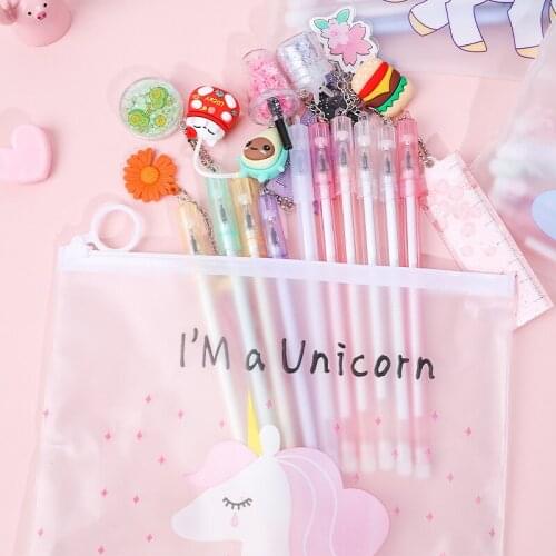 10 Pcs/set Cute Kawaii Cartoon Pendant Pen Set Creative Student Gel Pen Set Schools Offices Stationery Supplies