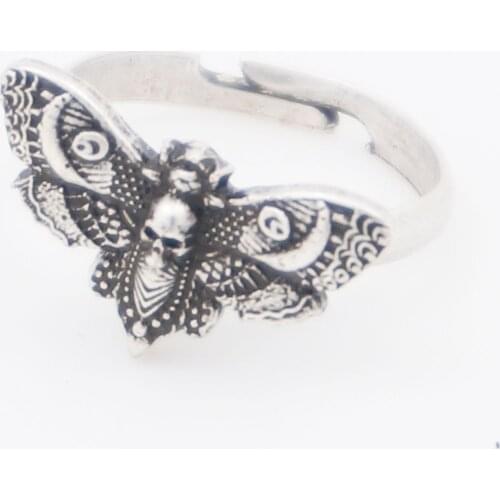 12PCS Death Moth Wiccan Supplies Ring Jewelry Insect Pendant Skull Dead Head Butterfly Christmas Gift