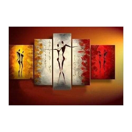 Large Size 5 Panels Canvas Oil Painting Hand painted Abstract Canvas Wall Art Pictures for Bedrooms