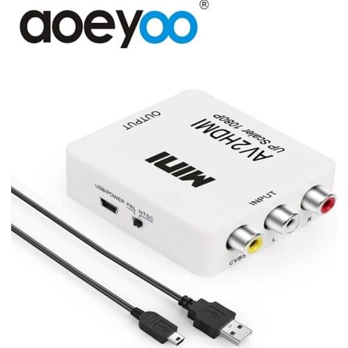 AOEYOO Mini Composite HD AV CVBS 3RCA to HDMI Adapter Converter Support 720P AV2HDMI Video Converter for TV/Monitor