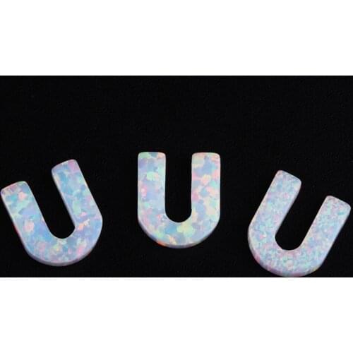 Free Shipping OP17 White Opal Letters U 8.7*10mm opal Stone for Necklace with Cheaper Price