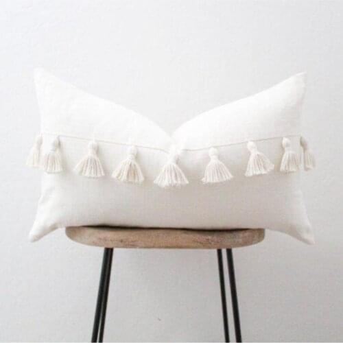 Cream Linen Macrame Tassels Pillow decorate Case 30x50 2021 New High Quality Home Decoration Sofa Seat Accessory Designed