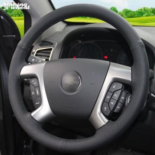 Shining wheat Black Leather Car Steering Wheel Cover for Chevrolet Captiva 2007-2014 Silverado GMC Sierra 2007-2013 Daewoo Winst