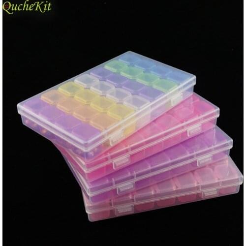 28 Slots Colorful Plastic Storage Box Nail Art Decorating Tool Container Pill Box Jewelry Box Display Case Makeup Organizer