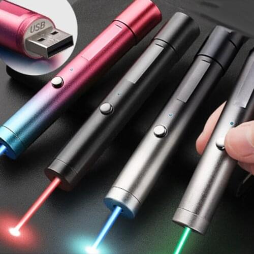 Colorful Green Laser Pointer USB powerful laserpointer High Power Built-in battery red Dot Laser Pen Single Point For hunting