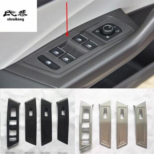 4pcs/lot ABS chrome or carbon fiber grain car window lift panel decoration cover for 2018 Volkswagen VW T-ROC car accessories