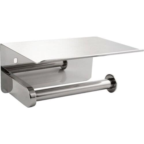 Toilet Paper Holder,304 stainless steel Bathroom Paper Tissue Holder with Mobile Phone Storage Shelf Rack