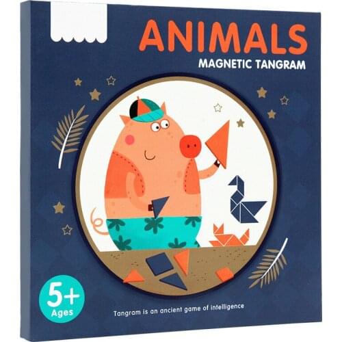 Childrens Educational Puzzles Magnetic Mathematic Tangram Toys Kids Gift Challenge Book Educational Magic Book Portable