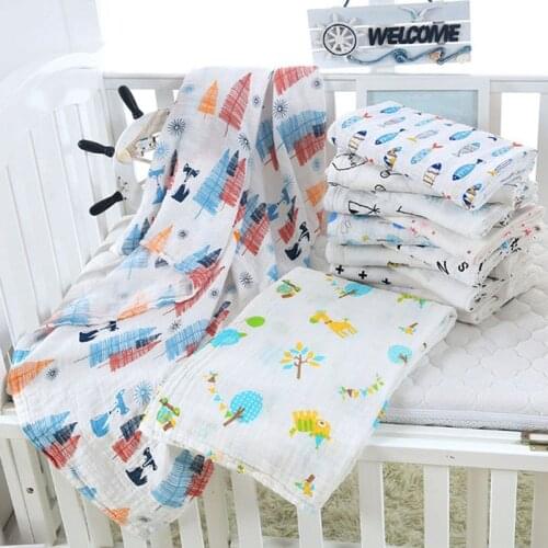 Baby Blankets Swaddling Cotton Newborn Thermal Blanket Infant Stroller Sleep Cover Beanie Bedding Quilt Wrap Kids Bath Towel
