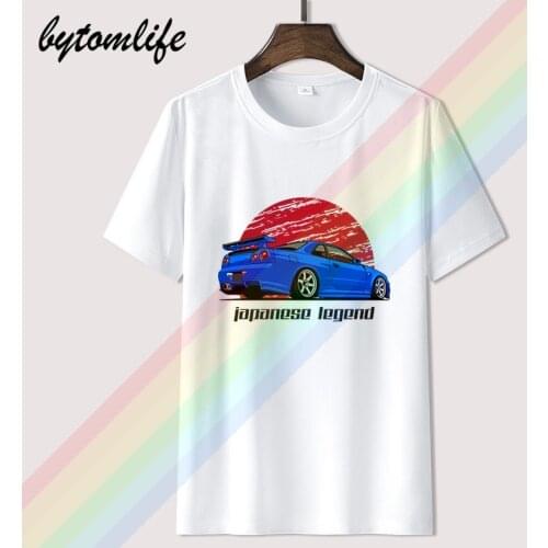GILDAN designer t shirt Fashion Tops & Tees Nissan Skyline GTR R34 Man Slim Fit Short Sleeve Car T-Shirt Exercise Adult T Shirts