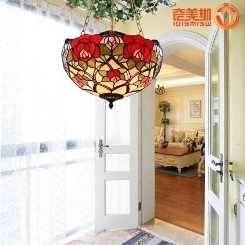 16 Inch European Tiffany Style Garden Pendant Light Bedroom Dining Room Lamp Bar Hanging Light hanging lamp