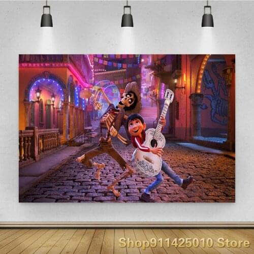 Dream Guitar Boy Skeleton Sing Dance Background KID Birthday Party Decoration Photography Studio Photo Children Room Backdrop