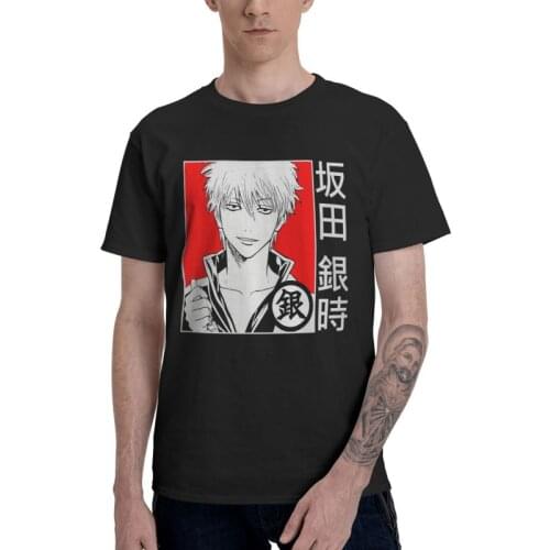 Gintoki Sakata Gintama T Shirts Men Short Sleeve Cotton T-shirts Samurai Anime Manga Gin Tama Tee Tops Streetwear Tshirt Gift