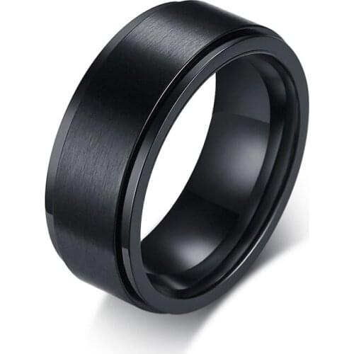 Classic black spinning wedding band stainless steel anniversary marriage ring for men