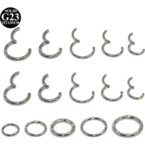 1pcs Titanium CZ Gem Hinged Segment Septum Nose Ring Nose Clicker Piercing Lip Labret Ring Earrings Helix Piercing Body Jewelry