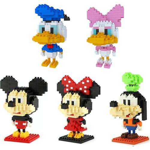 Disney Series Mickey Minnie Duck Cartoon Micro Building Blocks Green Abs Plastic Diy Educational Christmas Toys for Children
