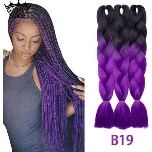 24inch Jumbo Braids Long Strands Ombre Braid Hair Synthetic Braiding Hair Extensions for Woman Black purple 100 Colors Available