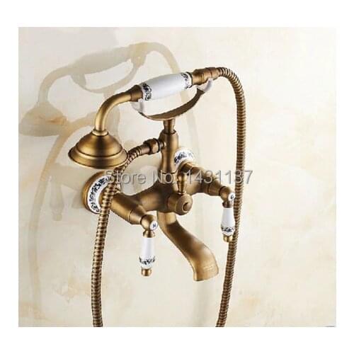 Brass material Classic bronze plating Wall Mounted Bathtub Faucet set telephone style bath and shower faucet