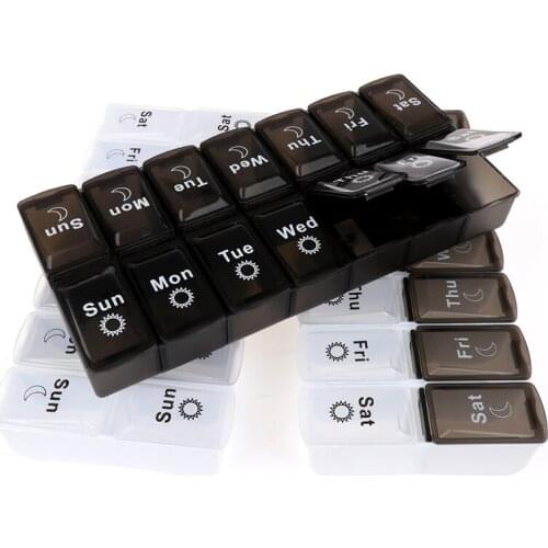 Hot Sales New 7 days Weekly Pill Case 14 Grids Medicine Tablte Dispenser Organizer Pill Box Pill Storage Organizer Container