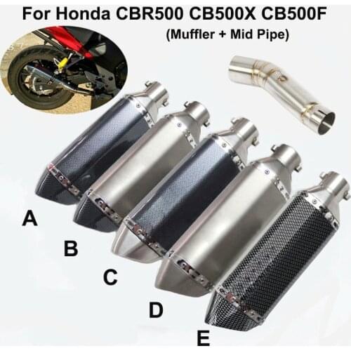 Modified Motorcycle Exhaust Muffler Mid Link Tip Pipe Escape DB Killer Slip On For Honda CBR500 CBR500R CB500X CB500F 2013-2019