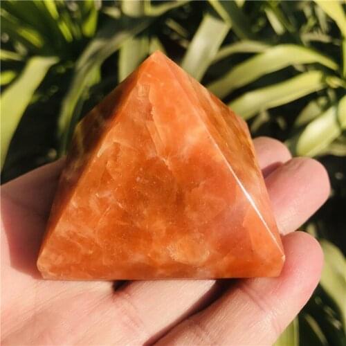 Natural Crystal Point Sunstone Healing Stone Quartz Tower Orange Wand Ornament for Home Decor Reiki Energy Stone Pyramid
