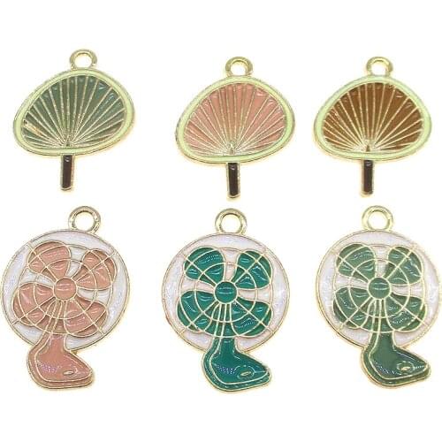 10pcs/lot 15*22mm Electric Fan Enamel Charms Metal Pendant Earring Fashion Zinc Alloy Charms For DIY Jewelry Making XL617