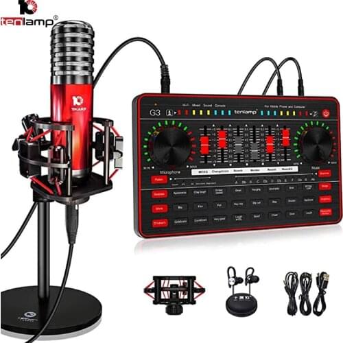 Live Stream Sound Card Set Equipment Audio Interface Live Sound Card Microphone Voice Changer for Studio Recording