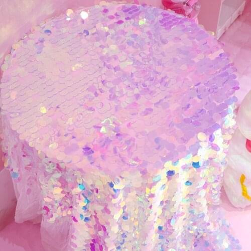 Pink Mermaid scale Fantasy Dreamy Round sequins laser Shiny tablecloth Background cloth Shooting props decoration table cover