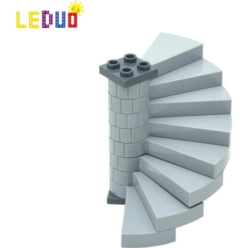 DIY Assembles Particles Spiral Staircase Support 1x1x5 1/3 House Stairs 40243 Steps Modular Creative Riser Building Block Toys