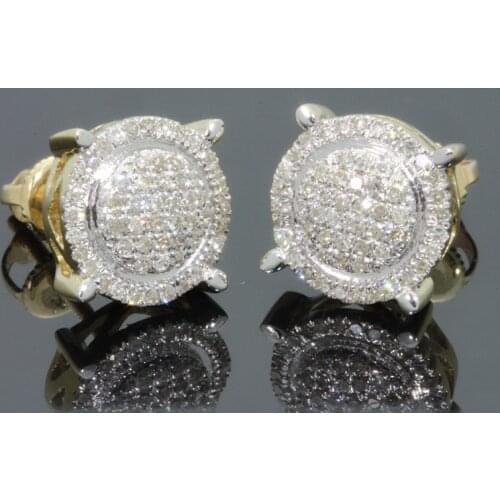 Hip Hop Puffed Marine Micro Paved Full Bling Iced Out Earrings for Men Women Punk Jewelry Rock Round CZ Wedding Earrings Z4M392