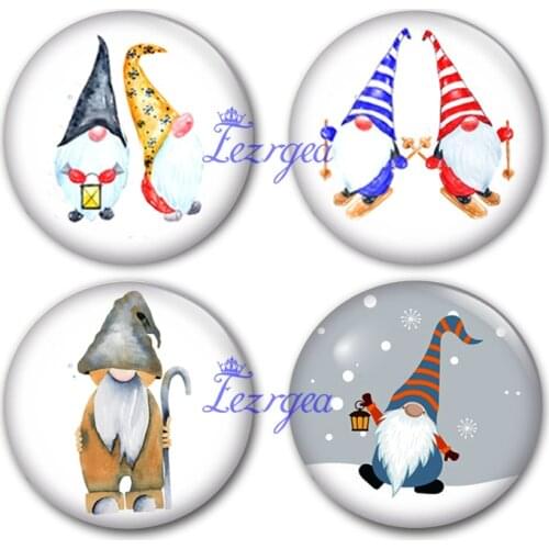 Cute Gnomes glass cabochon, Merry Christmas and Dwarf Round photo glass cabochon demo flat back Making findings