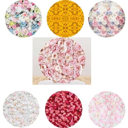 Wedding Flower Circle Backdrop Round Background Bridal Shower Birthday Party Decoration Floral Photo Props Table Banner Elastic
