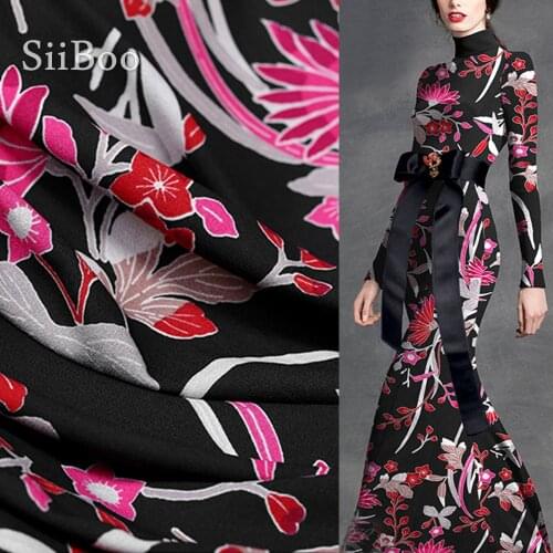 Italy floral printed style nice draped cloth imitation linen silk fabric for autumn dress pants coupon de tissu telas SP5877