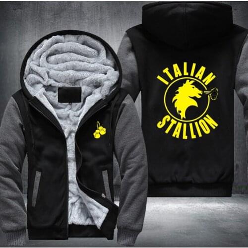 USA SIZE Rocky Balboa Italian Stallion Box Mens Womens Printing Pattern Thicken Fleece Zipper Hoodies Sweatshirts Coat Jacket
