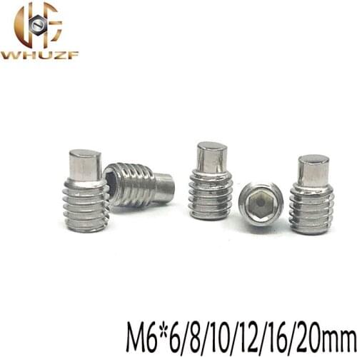 50pcs M6*6/8/10/12/16/20mm 304 stainless steel Hexagonal Socket Headless DIN915 Male Bolt Grub Convex End Screw Inner screws