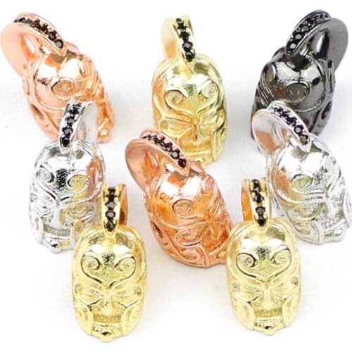 YHBZRET 4pcs helmet Pendants Copper Spacer beads Black Zircon Charms Spartan Loose bead for Jewelry making bracelet DIY Findings