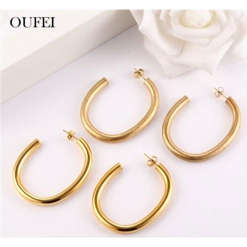OUFEI Stainless Steel Earrings For Women Big Hoop Earrings Set Of Earrings Women Fashion Jewelry Accessories Free Shipping