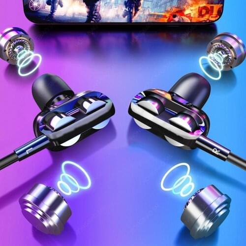 1 Pair Universal Wired Dual Moving Coil In-Ear Bass HiFi Music Earphone Headset with Microphone Проводная гарнитура