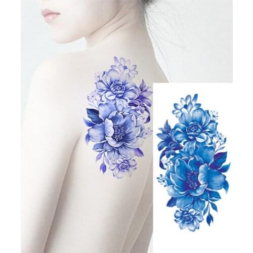 1pcs/ Women Men DIY Henna Body Art Tattoo 3D lifelike Cherry blossoms rose big flowers sex Waterproof Temporary tattoos