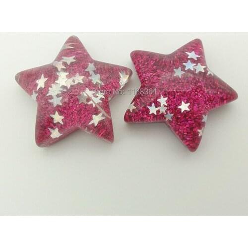 1pcs/lot resin flat back hot pink color pentagram star 33mm Scrapbook Embellishment DIY Phone Decoration C402-8