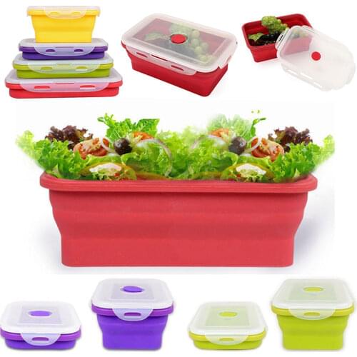 4Pcs 4 Sizes New Silicone Collapsible Portable Lunch Boxs Bowl Bento Boxes Picnic Folding Food Storage Container Lunchbox