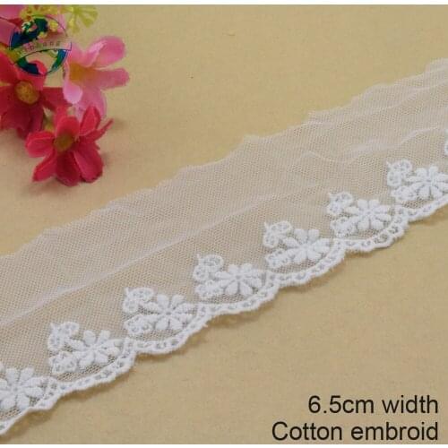 5yards 6.5cm wide cotton embroidery lace edges french ribbon lace fabric guipure diy trims dress lace sewing Accessories#3034