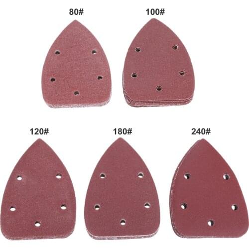 50pcs 5 Holes Sandpaper Auto Metal Wood Furniture Grinding Tools Sander Paper Grit 80 100 120 180 240