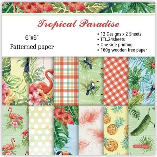 6 inch 12/24 Sheet Tropical Paradise Scrapbook Paper Origami Background Paper DIY Card Making Home deco gift arts and crafts