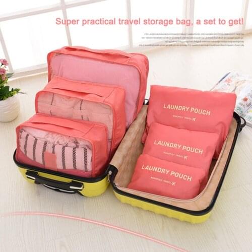 6 Pcs Travel Storage Set For Clothes Tidy Organizer Wardrobe Suitcase Pouch Travel Organizer Bag Case Shoes Packing Cube Bag