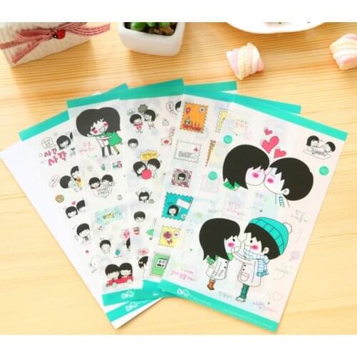 6pcs Lovely girl boy sticker pvc diy decoration sticker for album scrapbooking stationery sticker gift for kids