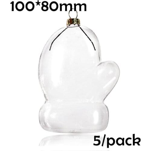Promotion - DIY Paintable Clear Christmas Decoration Ornament 100mm Glass Glove, 5/Pack