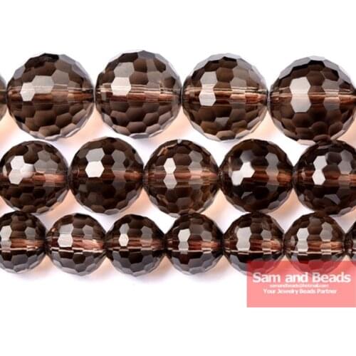 Free Shipping Natural Stone Faceted Smoky Black Quartz Loose Round Beads 16" 6,8,10,12mm Pick Size SQB02